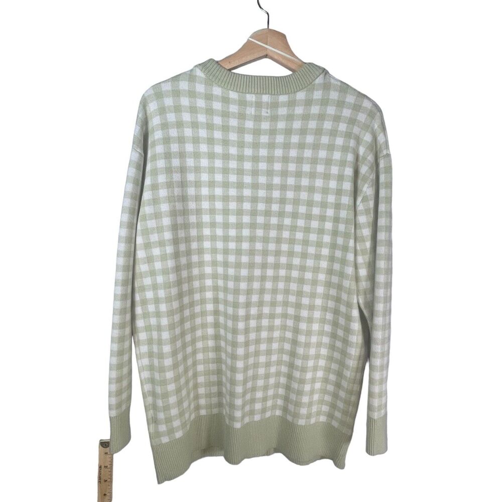Joie Womens Green Gingham Check Plaid Boyfriend Cardigan SIZE MEDIUM Preppy - Picture 3 of 9